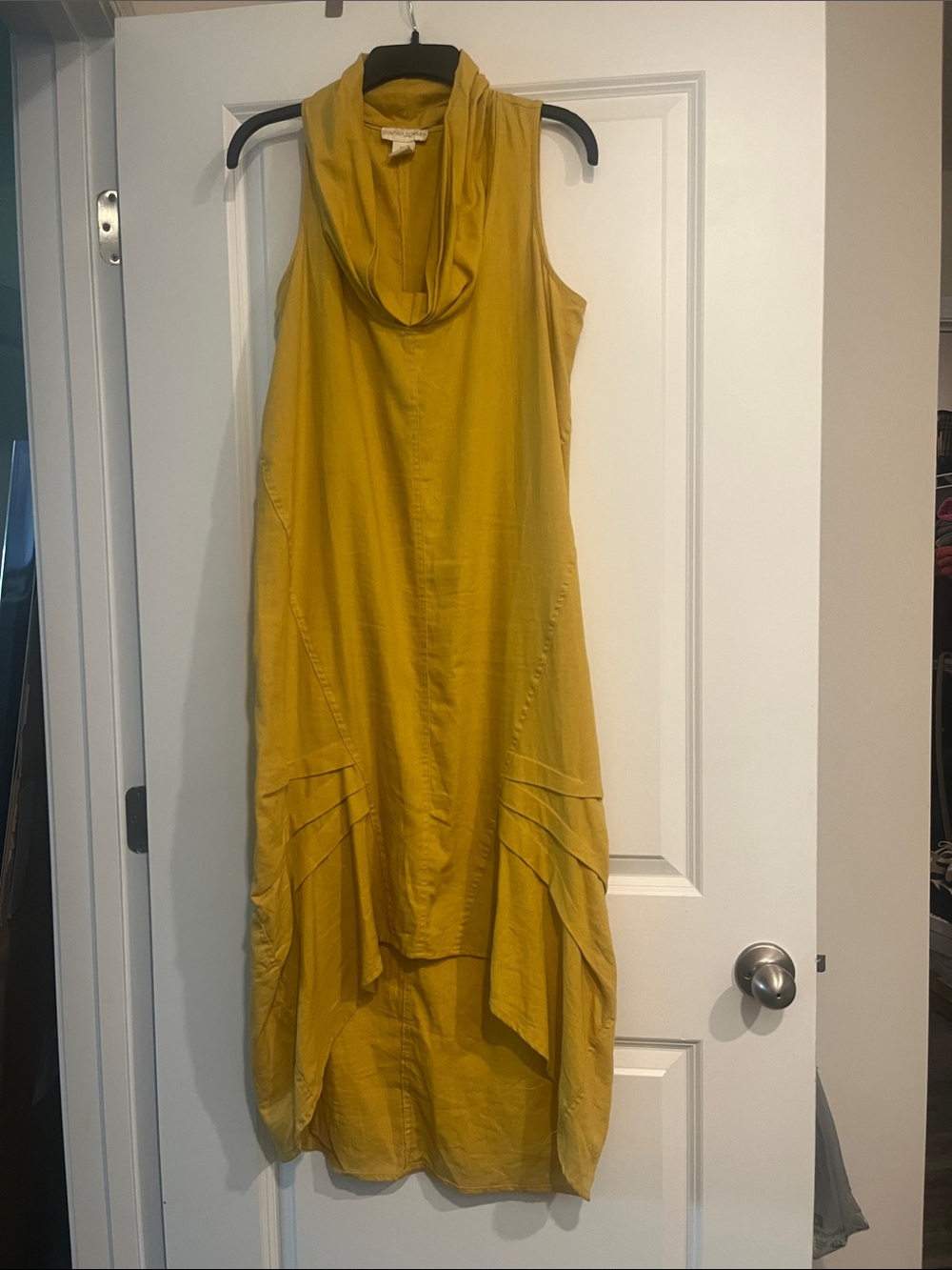 Cynthia Rowley Mustard Sleeveless Cowl-Neck Dress